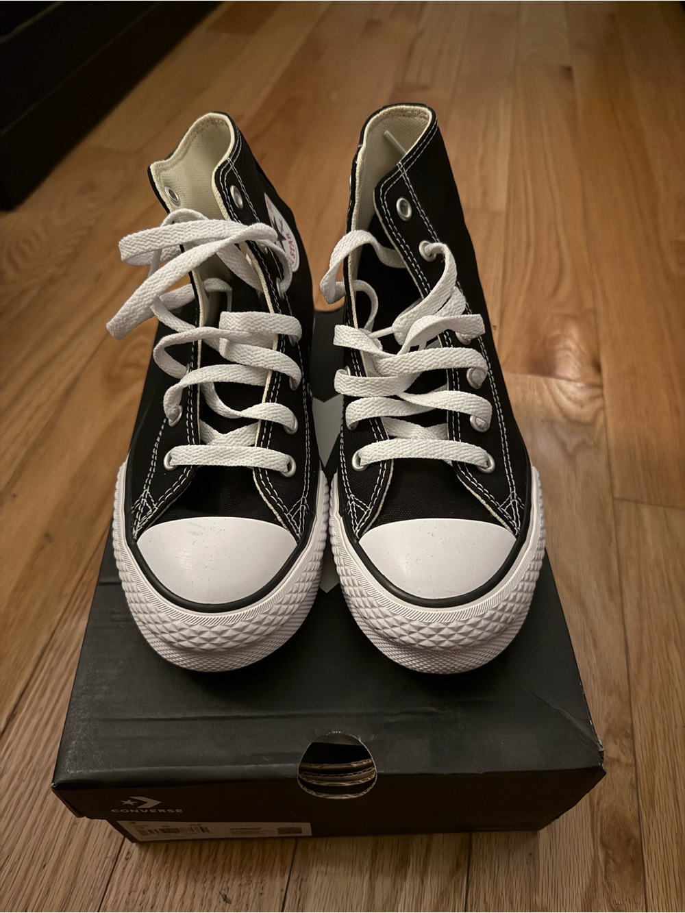 Converse Black and White High-Top Platform Kids Sneakers